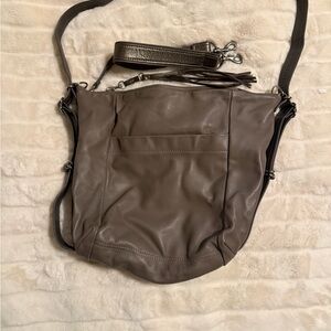 Chic Taupe Leather Hobo Bag